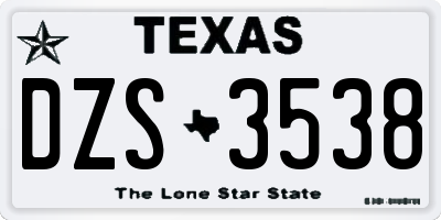 TX license plate DZS3538