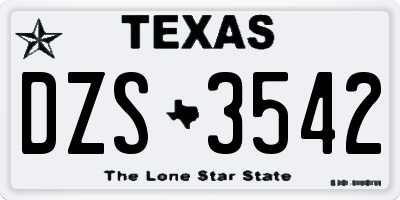 TX license plate DZS3542