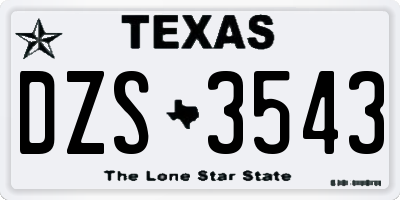 TX license plate DZS3543