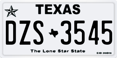 TX license plate DZS3545