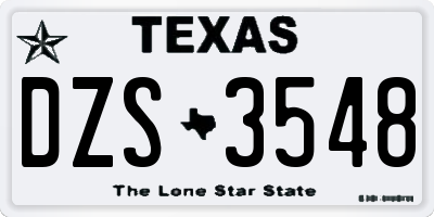 TX license plate DZS3548