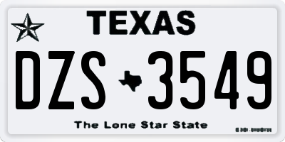 TX license plate DZS3549