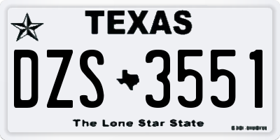 TX license plate DZS3551