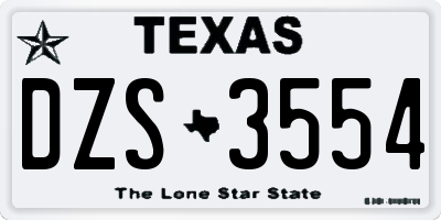 TX license plate DZS3554