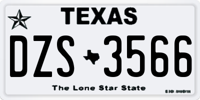 TX license plate DZS3566