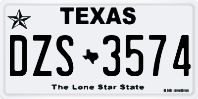 TX license plate DZS3574
