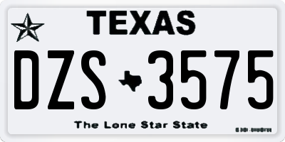 TX license plate DZS3575