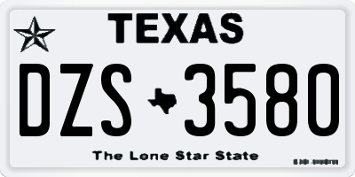TX license plate DZS3580