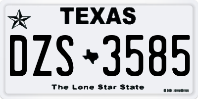 TX license plate DZS3585