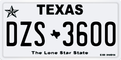TX license plate DZS3600