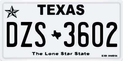 TX license plate DZS3602