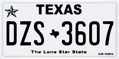 TX license plate DZS3607