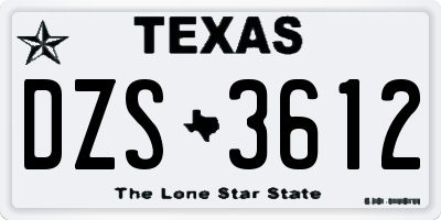 TX license plate DZS3612