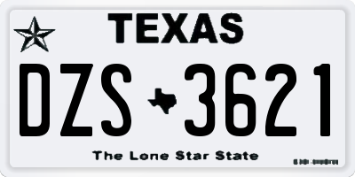 TX license plate DZS3621