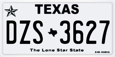 TX license plate DZS3627