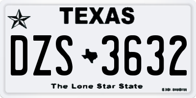 TX license plate DZS3632