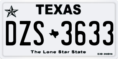 TX license plate DZS3633