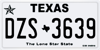 TX license plate DZS3639
