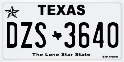 TX license plate DZS3640