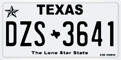 TX license plate DZS3641