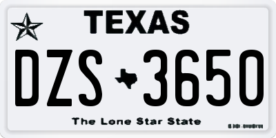 TX license plate DZS3650