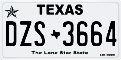 TX license plate DZS3664