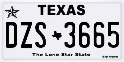 TX license plate DZS3665
