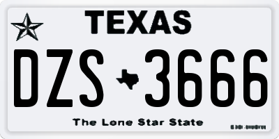 TX license plate DZS3666