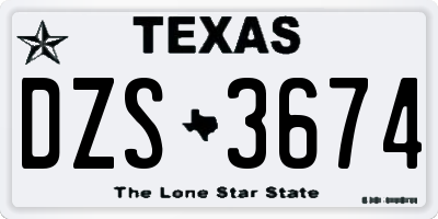 TX license plate DZS3674