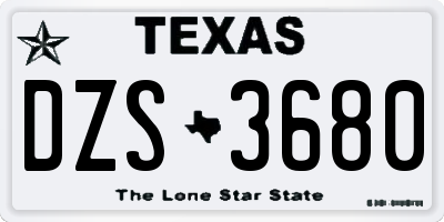 TX license plate DZS3680