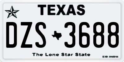 TX license plate DZS3688