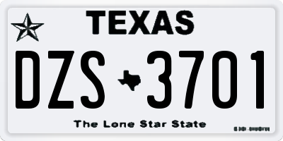 TX license plate DZS3701