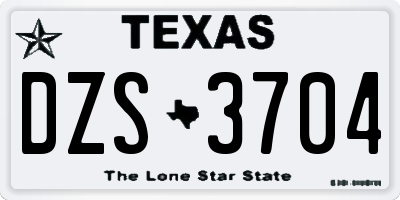 TX license plate DZS3704