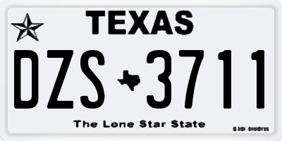 TX license plate DZS3711