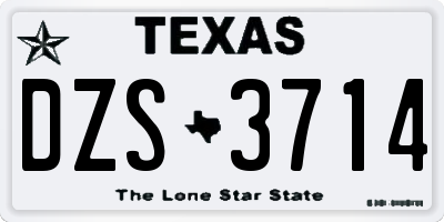 TX license plate DZS3714