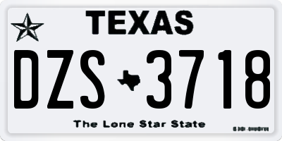 TX license plate DZS3718