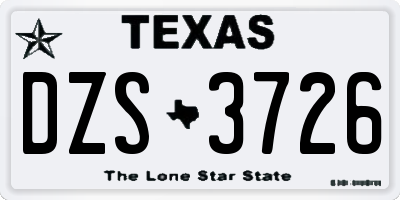 TX license plate DZS3726