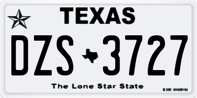 TX license plate DZS3727