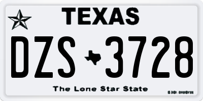 TX license plate DZS3728