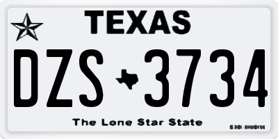 TX license plate DZS3734