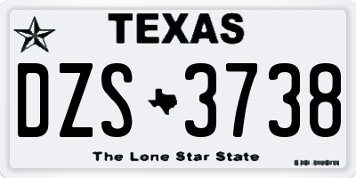 TX license plate DZS3738