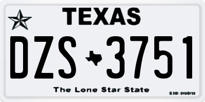 TX license plate DZS3751