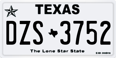 TX license plate DZS3752
