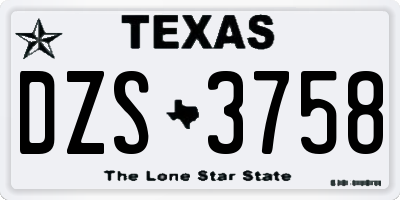 TX license plate DZS3758
