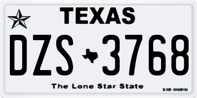 TX license plate DZS3768