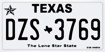 TX license plate DZS3769