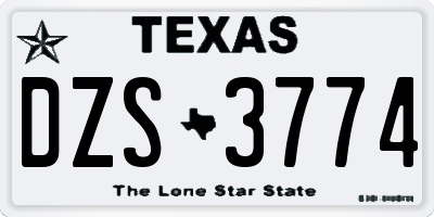 TX license plate DZS3774