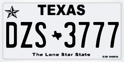 TX license plate DZS3777