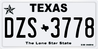 TX license plate DZS3778
