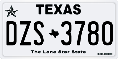 TX license plate DZS3780
